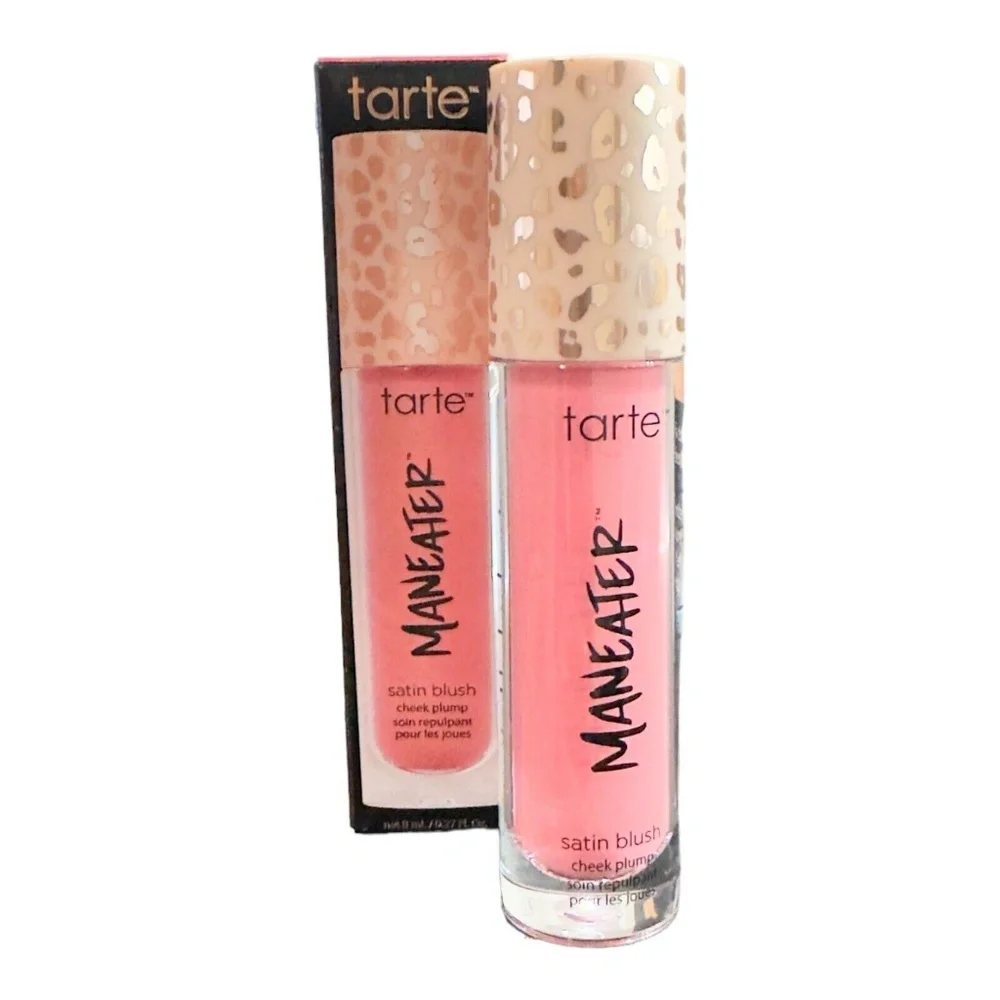 NIB New TARTE Maneater SATIN BLUSH Cheek Plump WARM PINK Full Size 0.27 fl oz